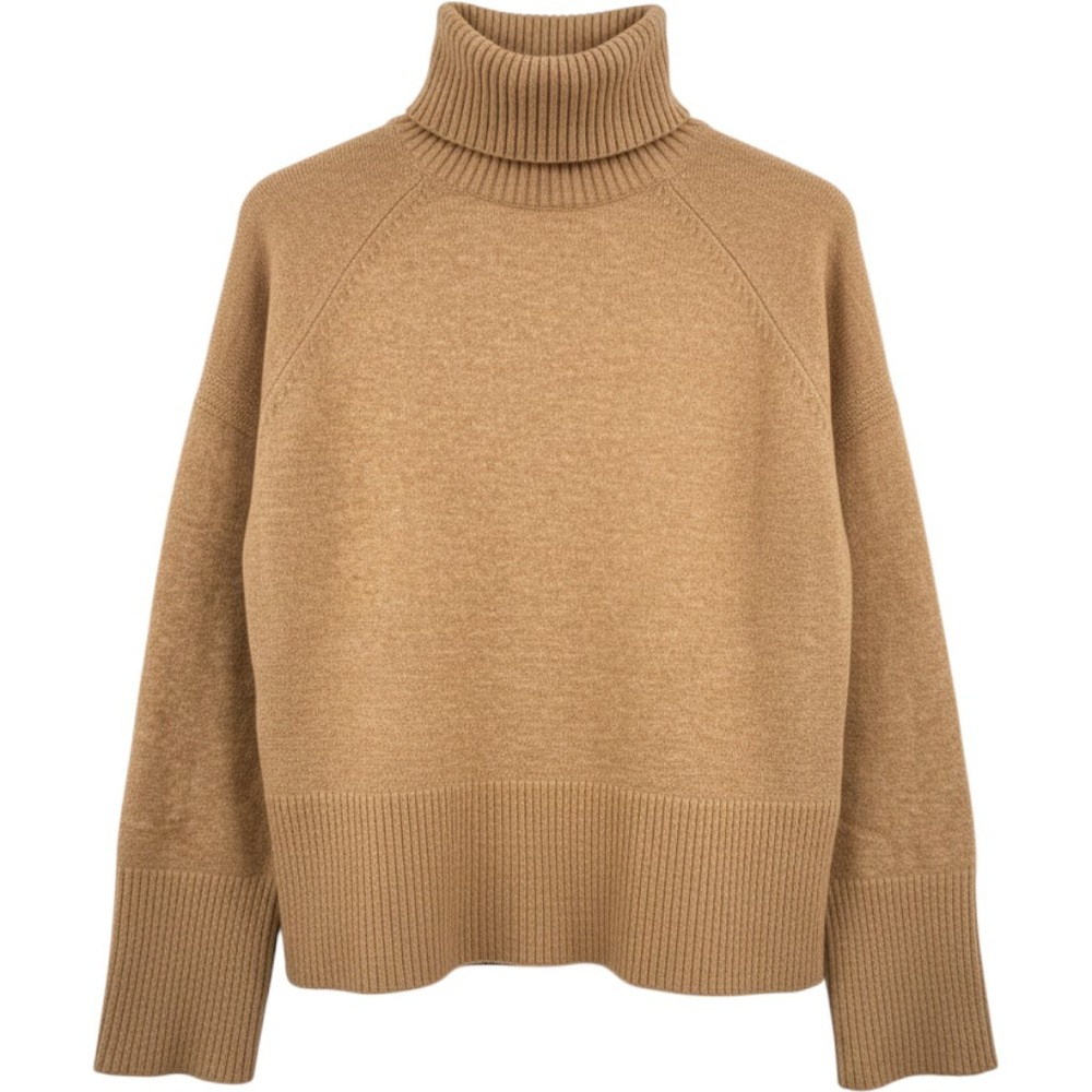 J.Crew Womens XS Camel Brown Merino Wool Alpaca Blend Turtleneck Sweater
